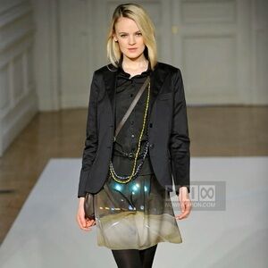 Agnes b. Night highway photography print skirt with stretchy waistband